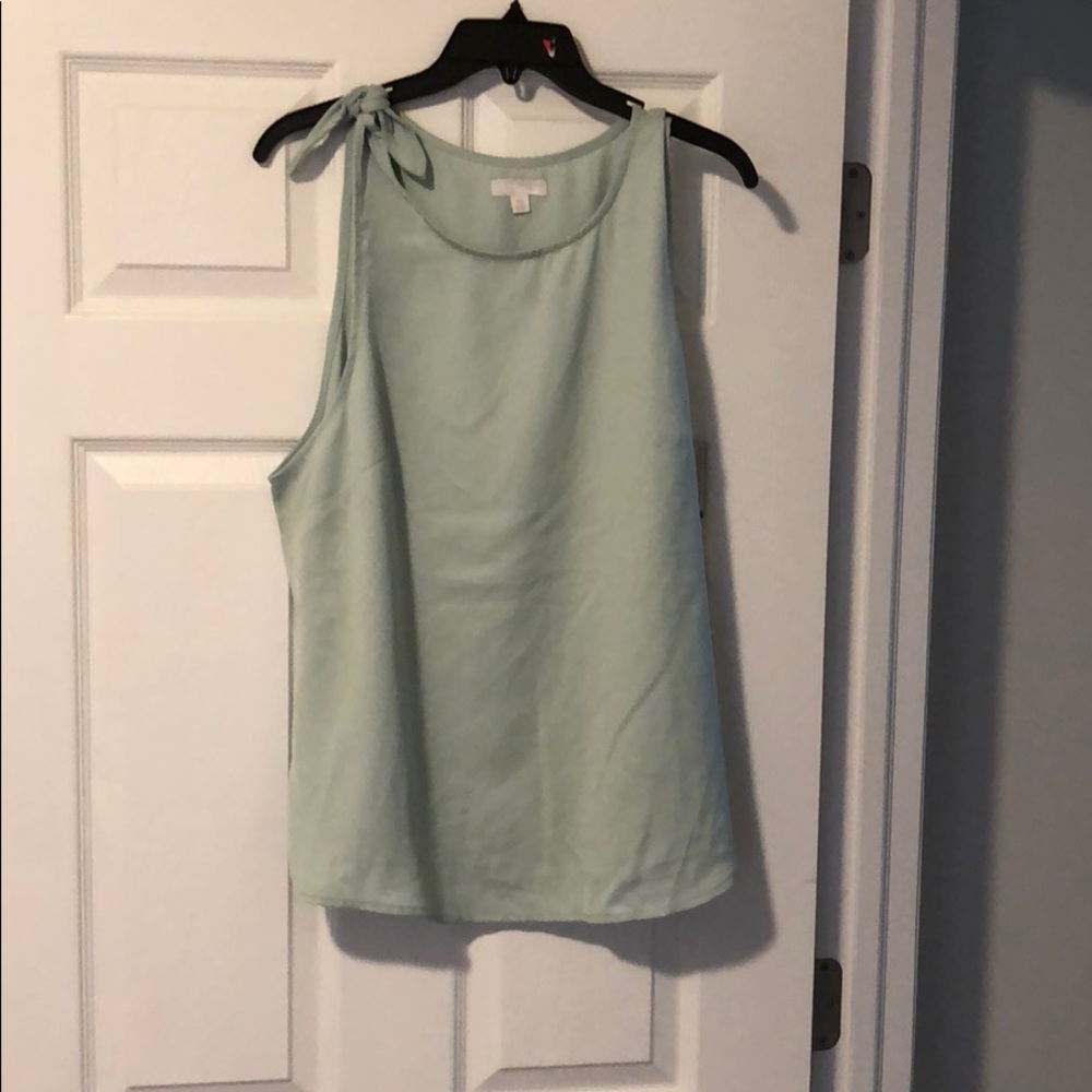 Blue one shoulder tie tank top